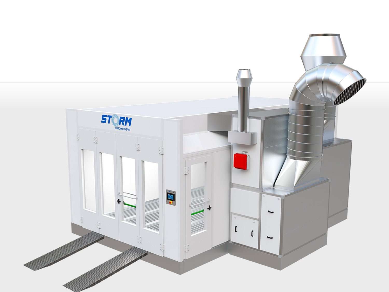 Storm Chromatherm Lackier- und Trocknungsanlagen von Starpaint Industries. Hochwertige Lackierkabinen, Lackierarbeitsplätze, Autolackierkabinen für PKW und LKW.