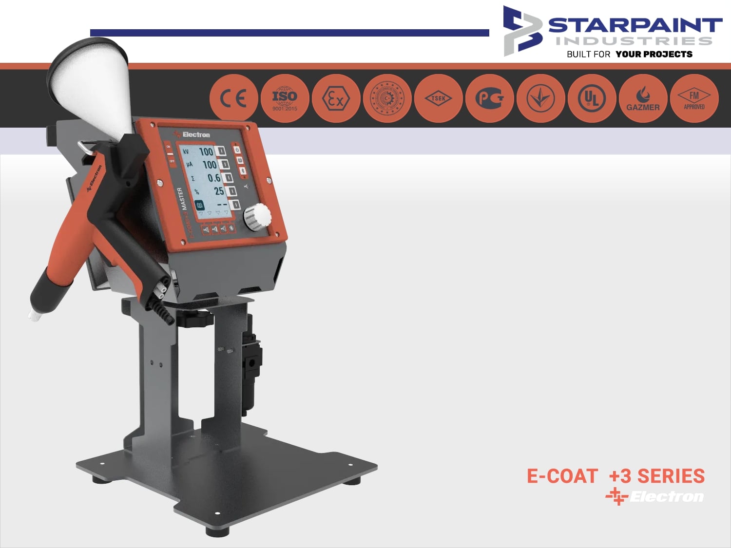 Electron Pulverpistole E-Coat +3 Master Laborset - Starpaint Industries -  Industrielle Beschichtungssysteme Pulverbeschichtungsanlagen